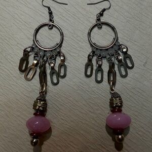 Bohemian Pink Jade Earrings